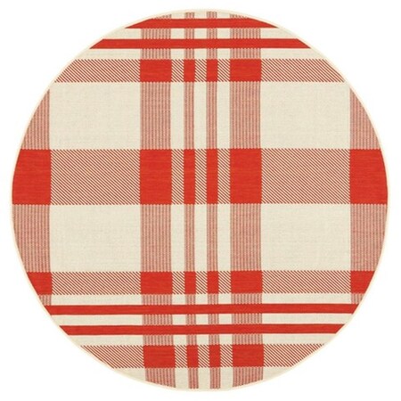 Safavieh 4 x 4 ft. Courtyard Contemporary Round Rug; Red & Bone CY6201-238-4R